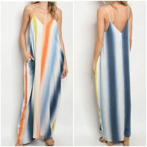 3/$30 Love In Striped Flowy Maxi Dress